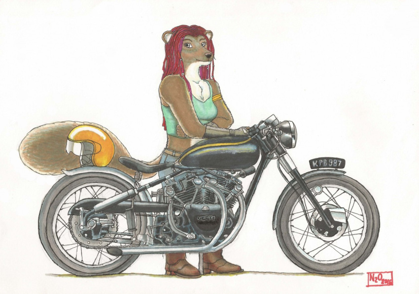 anthro female mammal motorcycle mustela mustelid musteline n2o solo stella_(disambiguation) true_musteline vehicle