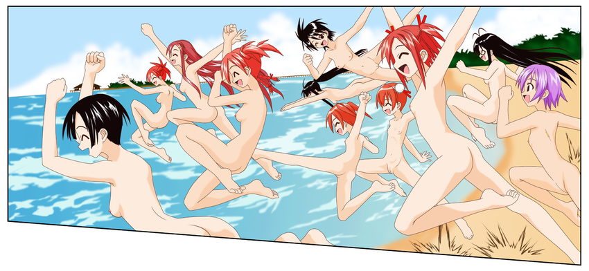 6+girls akamatsu_ken akashi_yuuna asakura_kazumi beach black_hair izumi_ako kakizaki_misa kugimiya_madoka mahou_sensei_negima mahou_sensei_negima! multiple_girls narutaki_fumika narutaki_fuuka ocean ookouchi_akira purple_hair red_hair saotome_haruna sasaki_makie shiina_sakurako uncensored