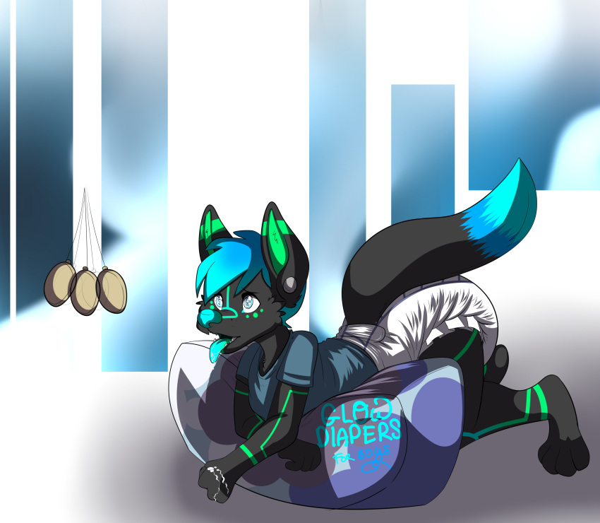 absurd_res ambiguous_gender anthro archived_source biped cypher_(diaperedglowwolf) diaper digital_drawing_(artwork) digital_media_(artwork) english_text fur hair hi_res hypnosis lying mind_control open_mouth operationfluff simple_background solo text