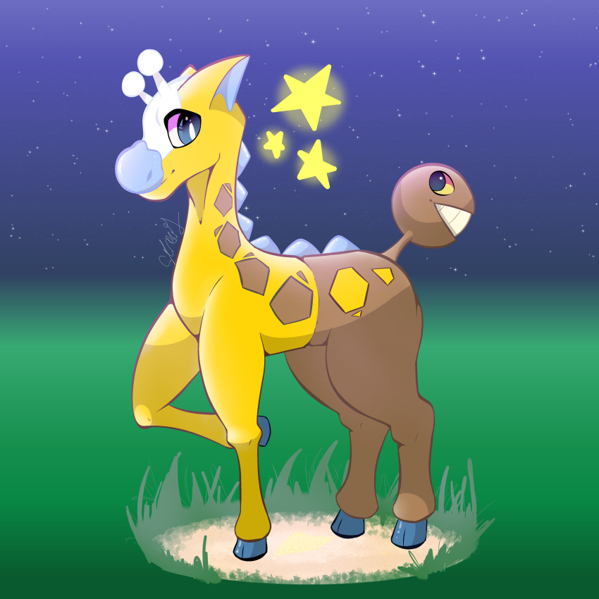 absurd_res feral girafarig hi_res hooves living_tail male nintendo pok&eacute;mon pok&eacute;mon_(species) shiny_girafarig shiny_pok&eacute;mon solo starchybeans unusual_anatomy unusual_tail video_games