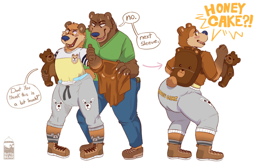 absurd_res blush bottlebear chastity_(disambiguation) chastity_cage chastity_device comic_book diaper domination/submission father hi_res honey_(disambiguation) humiliation infantilism parent public
