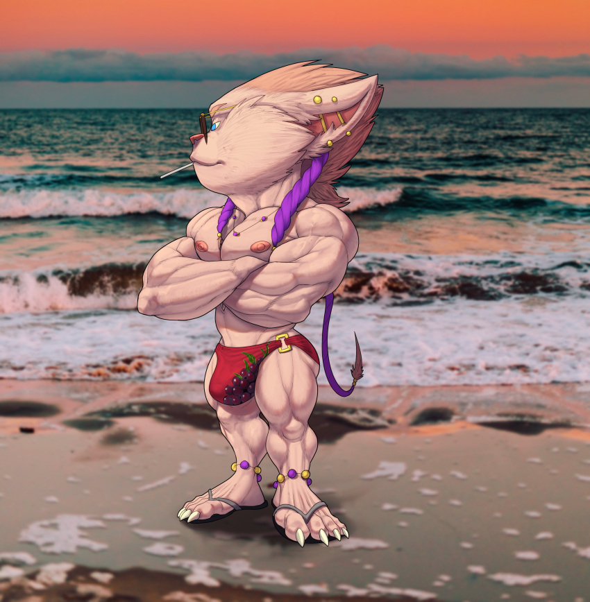 2022 absurd_res alternate_version_at_source anthro beach belly biceps big_biceps big_brachioradialis big_bulge big_deltoids big_extensor_carpi big_flexor_carpi big_muscles big_pecs big_quads big_sternocleidomastoid big_trapezius big_triceps black_lens blue_eyes blue_sky bottomwear bottomwear_ring brachioradialis braided_mane braided_pseudo_hair bristol bulge butt cigarette cigarette_in_mouth claws closed_smile clothed clothing clothing_ring colored dark_footwear dark_glasses dark_lens dark_sandals deltoids digital_drawing_(artwork) digital_media_(artwork) ear_barbell ear_piercing extensor_carpi eyebrows eyewear fan_character flexor_carpi footwear full-length_portrait fur glasses gold_(metal) gold_barbell gold_glasses gold_jewelry gold_necklace gold_piercing gold_ring gradient_sky green_bottomwear green_clothing green_speedo green_swimwear grey_clothing grey_footwear grey_sandals half-closed_eyes happy hi_res horizon huge_biceps huge_brachioradialis huge_deltoids huge_extensor_carpi huge_flexor_carpi huge_muscles huge_pecs huge_quads huge_sternocleidomastoid huge_triceps jewelry league_of_legends light light_arms light_belly light_butt light_chest light_claws light_ears light_eyebrows light_eyelids light_feet light_hands light_inner_ear light_jewelry light_mane light_neck light_nipples light_nose light_pseudo_hair light_ring light_toes long_mane long_pseudo_hair looking_away male mammal mane manly multicolored_bottomwear multicolored_clothing multicolored_jewelry multicolored_necklace multicolored_speedo multicolored_swimwear muscular muscular_anthro muscular_male narrowed_eyes navel necklace nipples obliques orange_sky outside pecs photo_background piercing pink_inner_ear pink_nipples pink_nose plantigrade portrait pseudo_hair purple_bottomwear purple_clothing purple_jewelry purple_necklace purple_speedo purple_swimwear quads red_bottomwear red_clothing red_speedo red_swimwear riot_games round_glasses sand sandals sea seaside shaded shadow shoreline short short_anthro short_male sky solo speedo speedo_ring standing sternocleidomastoid sunlight sunset swimwear swimwear_ring tan_body tan_fur tan_mane tan_pseudo_hair three-quarter_view topless topless_anthro topless_male trapezius triceps two_tone_jewelry two_tone_necklace two_tone_sky video_games water wave wearing_glasses white_arms white_belly white_body white_butt white_chest white_claws white_ears white_eyebrows white_eyelids white_face white_feet white_fur white_hands white_neck white_pseudo_hair white_toes yordle