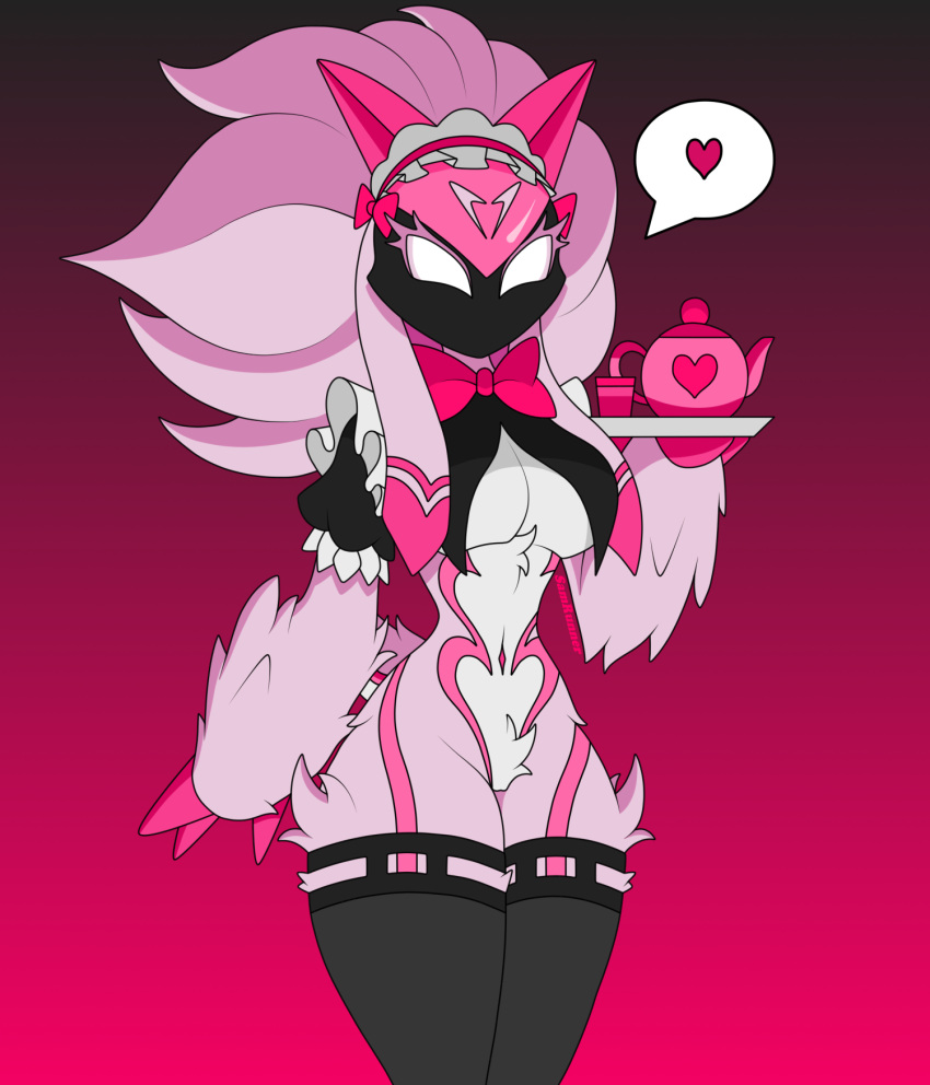 anthro bovid breasts caprine clothing female hi_res humanoid kindred_(lol) lamb_(lol) league_of_legends legwear maid_uniform mammal riot_games samrunner sheep small_waist solo thick_thighs thigh_highs uniform video_games waist