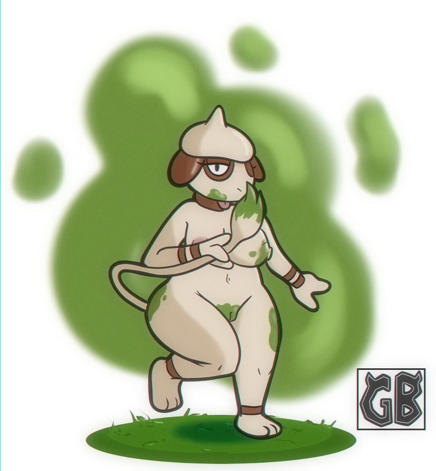 brown_body brown_fur female fur green_paint hi_res nintendo paint paint_on_self pok&eacute;mon pok&eacute;mon_(species) short_stack smeargle terryeternity tongue tongue_out video_games white_body white_fur