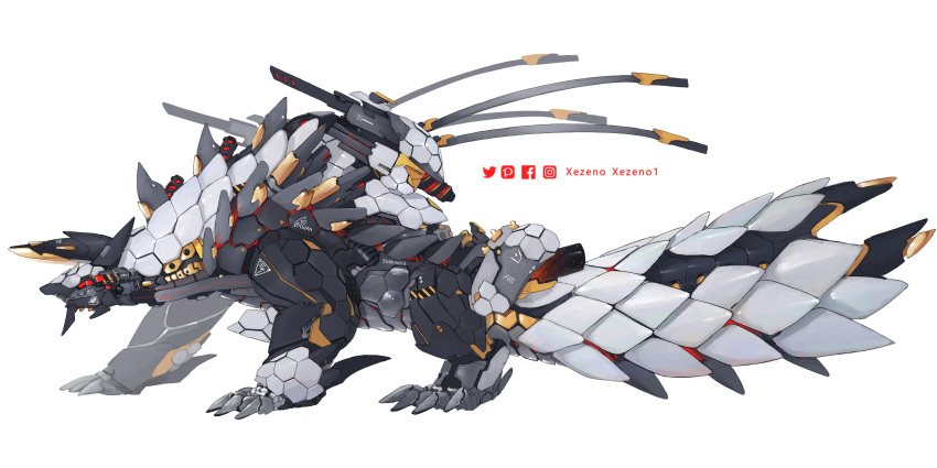 2022 absurd_res ambiguous_gender capcom claws digital_media_(artwork) fanged_wyvern feral hi_res machine mecha monster_hunter simple_background solo stygian_zinogre video_games white_background xezeno zinogre