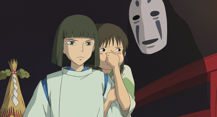 cap ghibli kaonashi night nigihayami_kohaku_nushi nose_held ogino_chihiro sen_to_chihiro_no_kamikakushi