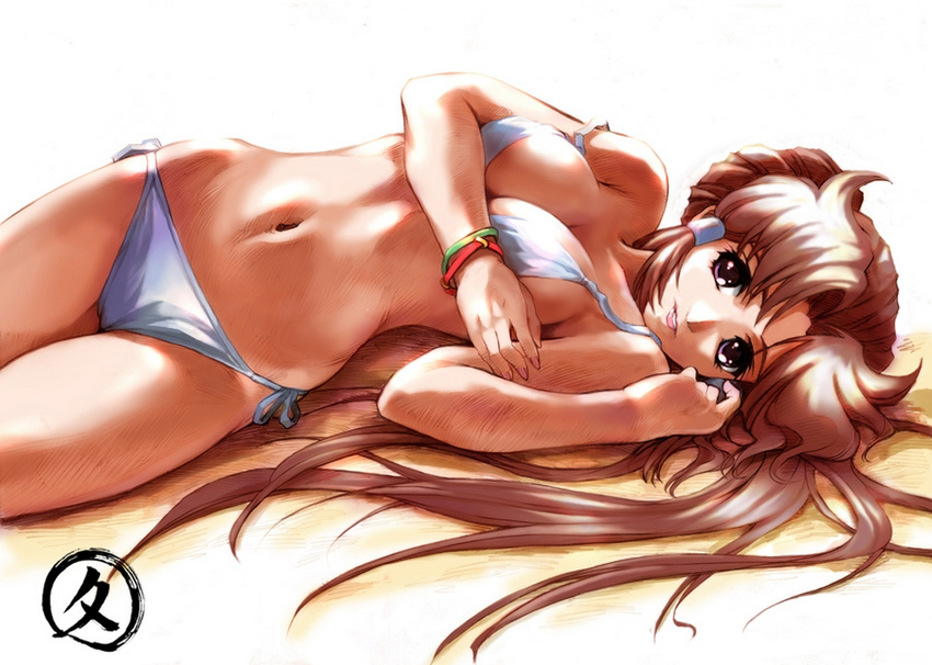 bikini cleavage hisahiko minaki_tomine super_robot_wars swimsuits