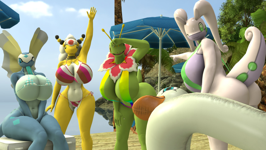 16:9 2021 3d_(artwork) :3 anthro aurorus big_breasts bikini black_eyes blue_body blue_eyes blue_skin breast_squish breasts butt clasped_hands clothed clothing coconut_tree digital_media_(artwork) dnrud12 eating female food fossil_pok&eacute;mon fruit_tree fur gesture goodra green_body green_eyes green_hair green_skin greeting group hair hand_on_leg hand_on_thigh happy hi_res looking_at_viewer mega_ampharos mega_evolution meganium navel nintendo object_between_breasts one_eye_closed palm_tree parasol plant pointing pok&eacute;mon pok&eacute;mon_(species) pool_toy popsicle pose purple_body purple_hair purple_skin raised_hand sand sitting sitting_on_object smile source_filmmaker squish standing swimwear tree video_games water white_body white_fur white_skin wide_hips widescreen yellow_body yellow_eyes yellow_skin