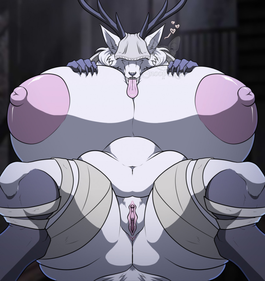 &lt;3 anthro anus belly big_breasts big_butt big_female bloodborne boss_monster bovid breast_grab breasts butt canid canine canis caprine exposed_breasts eyeless female fromsoftware fur genitals hand_on_breast hi_res holding_breast huge_breasts huge_thighs hybrid hyper hyper_breasts love mammal monster multicolored_body multicolored_fur navel pink_anus pink_pussy presenting presenting_anus presenting_breasts presenting_hindquarters pussy pyc-art romantic showing_pussy sitting slightly_chubby smile solo sony_corporation sony_interactive_entertainment spread_legs spreading thick_thighs tongue tongue_out two_tone_body two_tone_fur undertale undertale_(series) vicar_amelia_(bloodborne) video_games wide_hips wolf