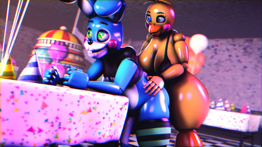 absurd_res animatronic anthro bonnie_(fnaf) chica_(fnaf) duo female five_nights_at_freddy's five_nights_at_freddy's_2 gynomorph herm hi_res humanoid intersex intersex/male intersex_penetrating machine male male/female penetration robot saygoodbye-sfm scottgames toy_bonnie_(fnaf) toy_chica_(fnaf) video_games