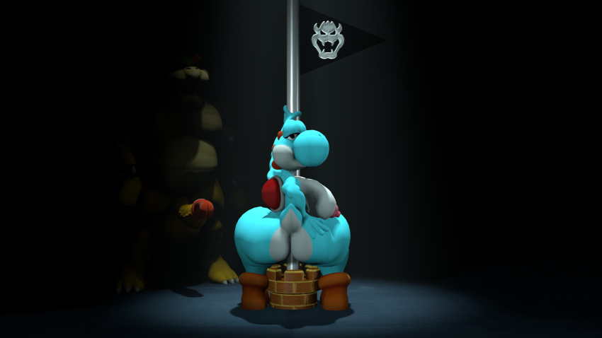 3d_(artwork) animal_humanoid anthro astro_catmew balls bedroom_eyes belly big_balls big_belly big_breasts big_nose big_penis blue_body boots boots_only bowser breasts butt clothing crouching digital_media_(artwork) duo erection female footwear footwear_only genitals goal_pole_(mario) hi_res holding_butt huge_balls humanoid imminent_sex in_the_dark intimidation koopa looking_at_viewer looking_back lurking male male/female mammal mario_bros mostly_nude narrowed_eyes nintendo nipples nude penis pinup pole pose presenting presenting_hindquarters reptile scalie scalie_humanoid seductive shell side_boob source_filmmaker squatting_position stripper stripper_pole super_smash_bros. taller_male thick_thighs video_games widescreen yellow_body yoshi yoshi_(character)