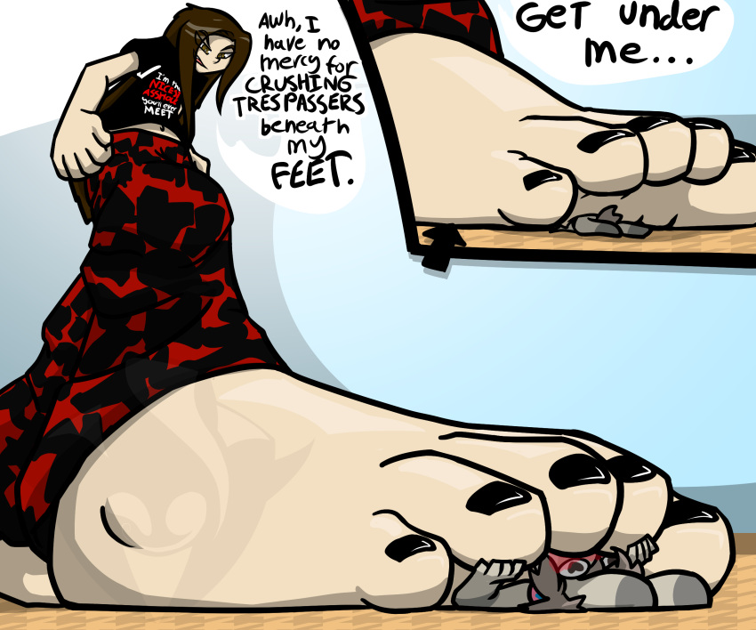 aeris aeris_roivas anthro barefoot between_toes dominant dominant_male duo feet female foot_fetish hi_res human humanoid_feet joshii larger_male male male/female mammal size_difference smaller_female submissive submissive_female toes underfoot