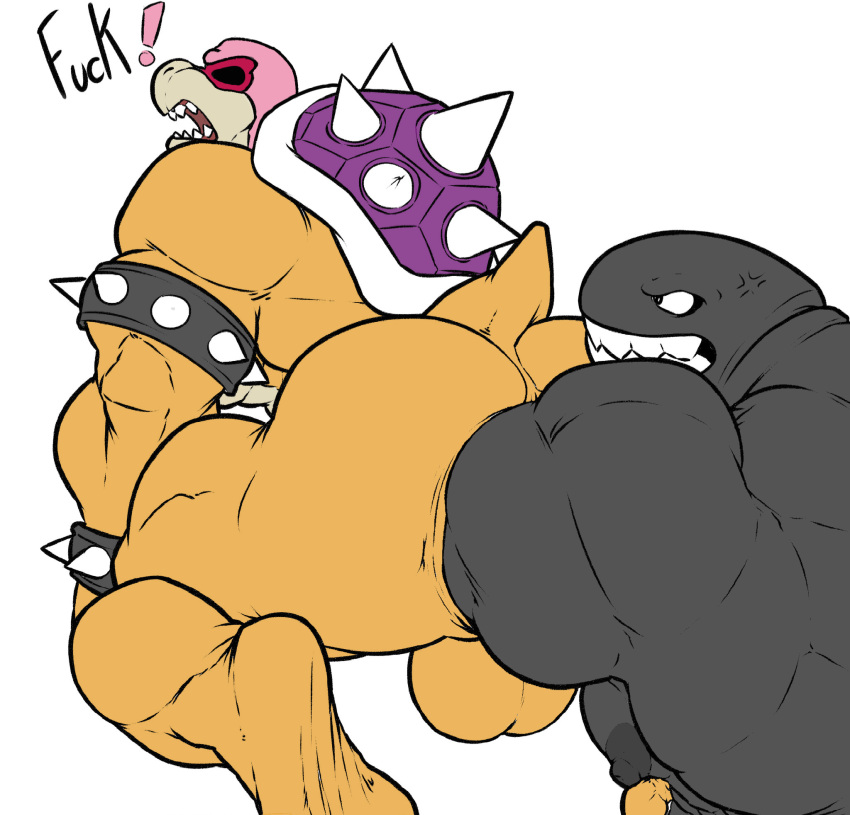 anthro anus balls biceps big_balls big_muscles collar duo edit english_text eyewear feet fisting genitals hi_res huge_muscles koopaling male male/male mario_bros mr_canvas muscular nintendo nipples open_mouth pecs pose raised_tail roy_koopa sex shell simple_background smile soles spiked_collar spikes spread_legs spreading sunglasses teeth text vein video_games wrinkled_feet