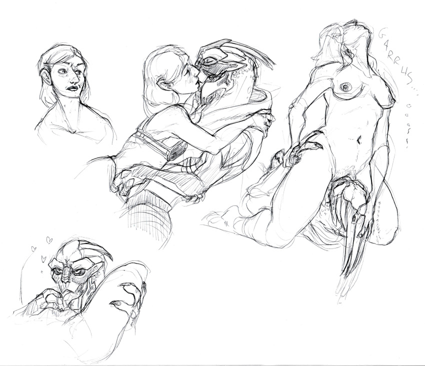 2022 absurd_res alien black_and_white bra breasts clothed clothing commander_shepard cunnilingus duo facesitting female female_shepard garrus_vakarian genitals hi_res human human_on_humanoid humanoid interspecies keroa kissing looking_pleasured male male/female mammal mass_effect monochrome navel nipples not_furry nude oral pussy sex sketch sketch_page turian underwear vaginal video_games