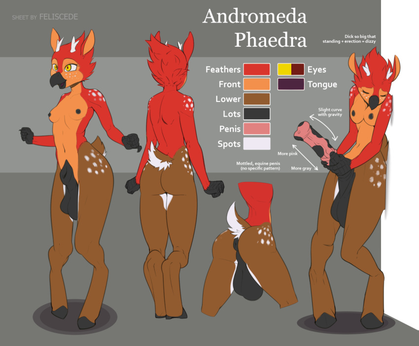 andromeda_phaedra animal_genitalia animal_penis anthro antlers anus avian balls big_balls big_penis big_sheath black_anus black_balls black_nipples black_sheath breasts brown_body brown_fur cervid equid equine equine_anus equine_penis european_mythology feliscede fur genitals greek_mythology gynomorph hooves horn horse hybrid intersex mammal medial_ring mottled mottled_genitalia mottled_penis mythological_avian mythological_firebird mythology nipples penis phoenix red_body satyr sheath small_breasts thick_penis vein veiny_penis