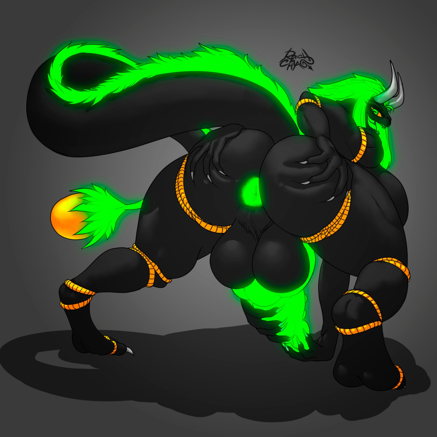 4_arms absurd_res anus balls bent_over big_balls big_breasts big_butt big_penis black_balls black_body breasts butt colored_nails demon digital_drawing_(artwork) digital_media_(artwork) genitals glowing glowing_anus glowing_eyes glowing_genitalia glowing_hair glowing_mouth glowing_penis glowing_tail gradient_background green_eyes green_hair gynomorph hair hand_on_butt hand_on_penis hi_res horn huge_balls huge_breasts huge_butt huge_penis humanoid intersex long_hair long_tail looking_back multi_arm multi_limb nails open_mouth orange_sclera penis rashchaos rope shadow sharp_horn sharp_teeth signature simple_background spread_butt spreading tail_hair teeth tiptoes toenails white_nails white_toenails