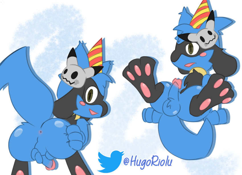 ass_up birthday butt feral genitals hugo_the_riolu hugoriolu male nintendo pawpads paws penis pok&eacute;mon pok&eacute;mon_(species) pose raised_paw riolu solo video_games