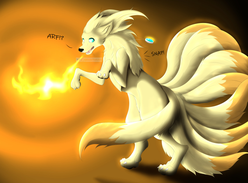 after_transformation breath_powers canid canine dexter.98 dexterthekobold elemental_manipulation feral fire fire_breathing fire_manipulation hi_res implied_transformation jewelry male mammal necklace ninetales nintendo paws pok&eacute;mon pok&eacute;mon_(species) solo transformation video_games