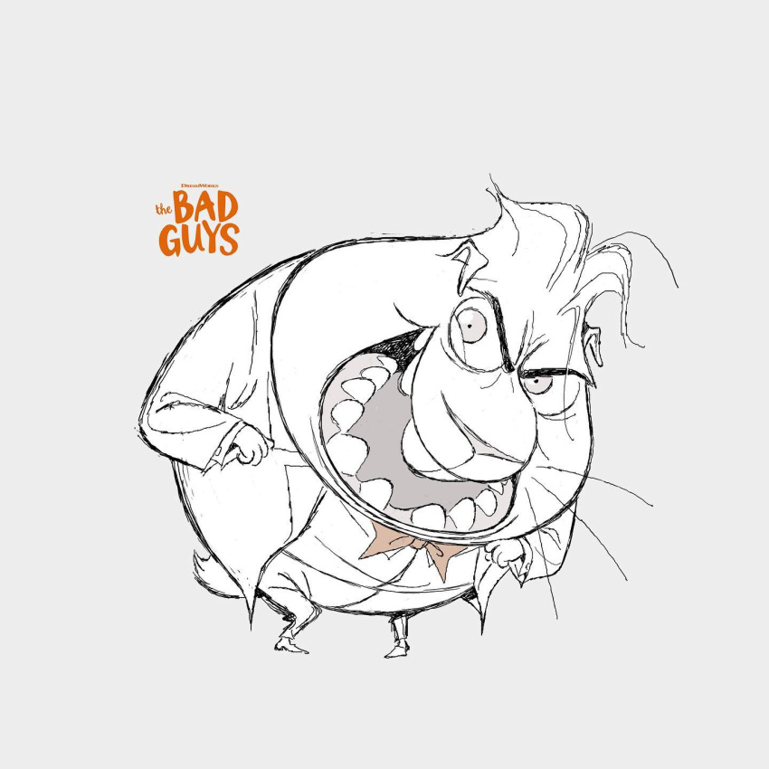 1:1 2019 anthro biped bottomwear bow_tie caviid clothing concept_art dreamworks guinea_pig hi_res humanoid_hands julien_le_rolland male mammal official_art pants professor_marmalade rodent shirt simple_background slightly_chubby solo the_bad_guys topwear