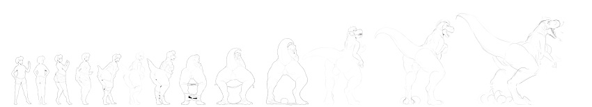 2022 absurd_res anthro anus body_size_growth bottomwear breasts butt clothing dinosaur egg female genitals growth hair hi_res human koopacap long_image looking_back mammal nipples open_mouth oviposition pussy reptile scalie sequence sharp_teeth shirt shorts simple_background size_transformation sketch solo standing tail_growth teeth theropod topwear transformation tyrannosaurid tyrannosaurus tyrannosaurus_rex underwear unfinished white_background wide_image
