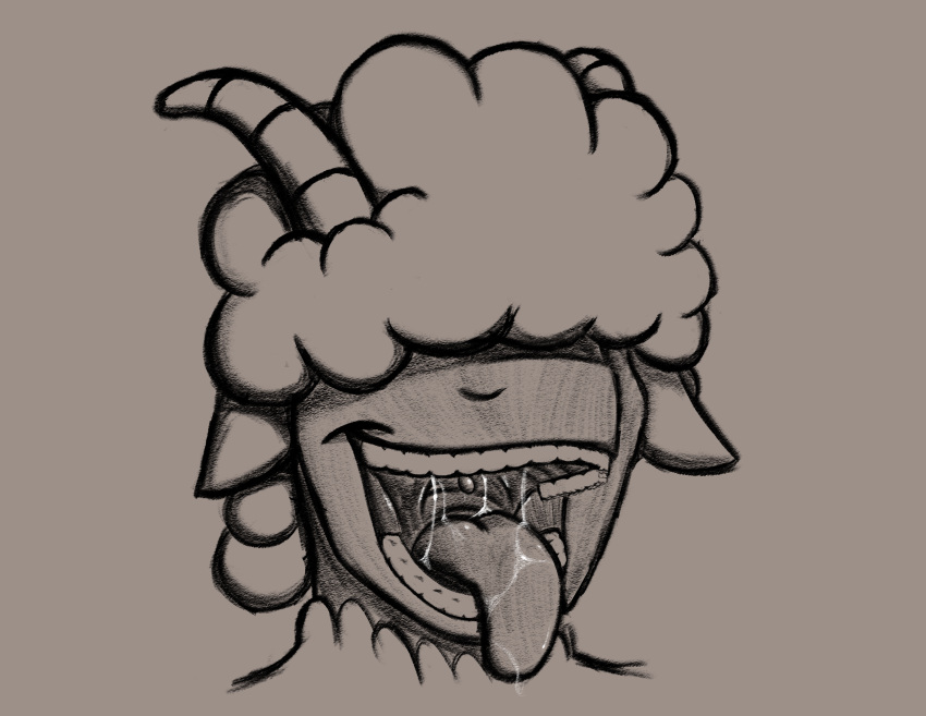 absurd_res anthro bodily_fluids bovid caprine hi_res horn male mammal mouth_shot open_mouth saliva saliva_on_tongue saliva_string sheep sirdeeviant sketch smaller_version_at_source solo