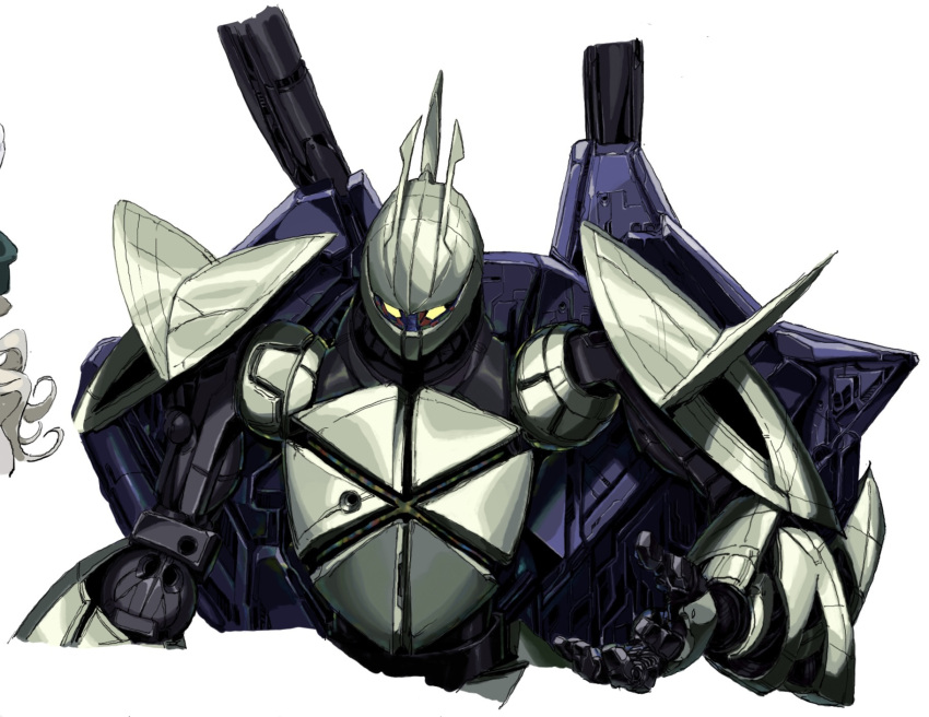 gundam highres looking_ahead looking_at_viewer mecha mobile_suit open_hand orrdriver science_fiction solo turn_a_gundam turn_x upper_body white_background yellow_eyes