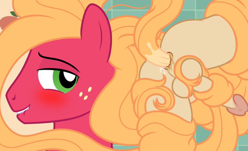 absurd_res anal anal_penetration badumsquish big_macintosh_(mlp) bite biting_lip blonde_hair blush earth_pony equid equine freckles friendship_is_magic generic_messy_hair_anime_anon genitals green_eyes hair hair_penetration hand_on_human hasbro hi_res horse human humanoid_genitalia humanoid_penis mammal my_little_pony penetration penis pony prehensile_hair