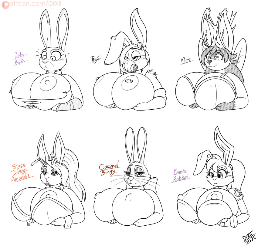 alien antennae_(anatomy) anthro antlers archie_comics areola big_breasts breasts bunnie_rabbot cadbury cadbury_bunny clothed clothing cybernetics cyborg digital_media_(artwork) disney drxii female fur gas_mask gloves hair handwear hi_res horn huge_breasts hybrid jak_and_daxter judy_hopps lagomorph leporid looking_at_viewer machine mammal mascot mask mits_(character) monochrome mustelid naughty_dog nipple_piercing nipples nude ottsel piercing rabbit ribbons sega simple_background smile solo sonic_the_hedgehog_(archie) sonic_the_hedgehog_(comics) sonic_the_hedgehog_(series) sony_corporation sony_interactive_entertainment topwear torn_clothing tryst_(drxii) video_games wings zootopia