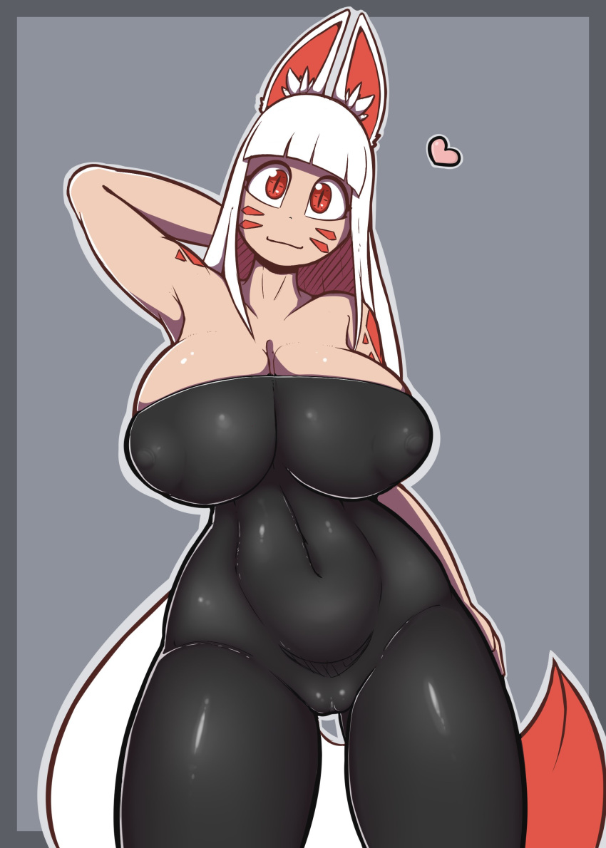 &lt;3 absurd_res animal_humanoid big_breasts breasts camel_toe canid canid_humanoid canine canine_humanoid cleavage clothed clothing conditional_dnp female fox_humanoid genital_outline hand_behind_head hi_res humanoid looking_at_viewer mammal mammal_humanoid nipple_outline pussy_outline quin-nsfw smile smiling_at_viewer solo tight_clothing yuki_(quin-nsfw)