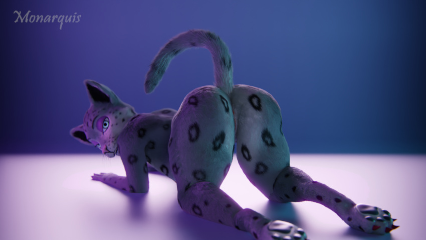 3d_(artwork) andromorph anthro brittany butt digital_media_(artwork) doggystyle felid feline female from_behind_position furry hi_res intersex leopard mammal monarquis nude pantherine rendered sex snow snow_leopard solo