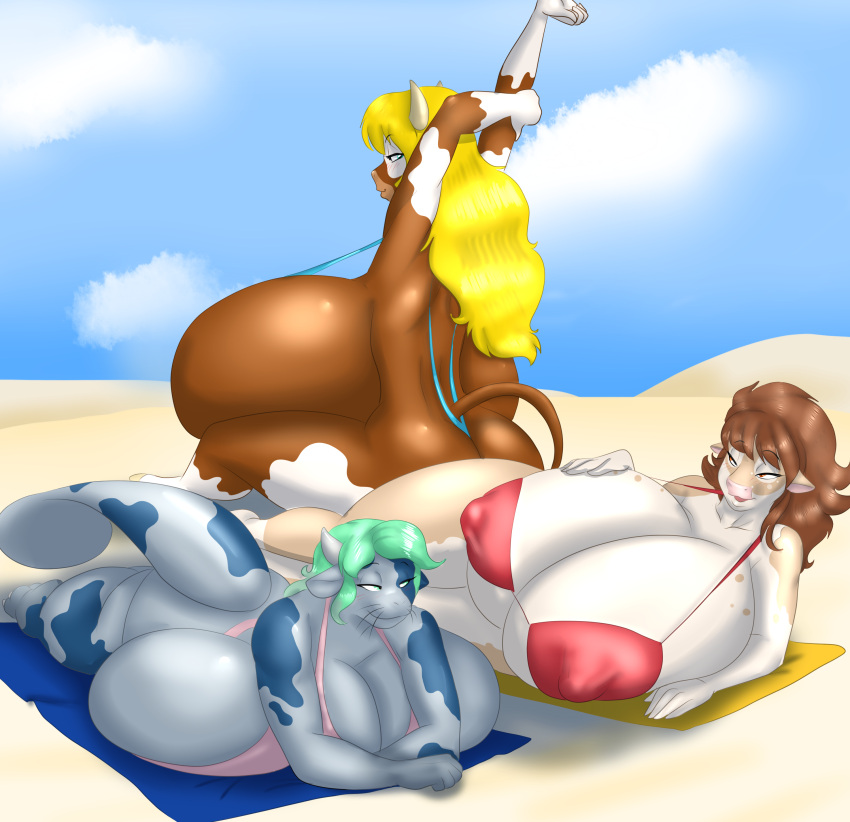 2017 absurd_res anthro beach big_breasts big_butt bikini blonde_hair blue_body blue_fur blues64 bovid bovine breast_squish breasts brown_body brown_eyes brown_fur brown_hair butt cattle cecilia_grazeon cleavage clothed clothing curvy_figure detailed_background digital_media_(artwork) eyelashes feet female fingers fur grey_body grey_fur group guernsey_cattle hair hand_on_breast hi_res horn huge_breasts huge_butt hybrid hyper hyper_breasts iris_galloway kinsey_wilkins long_hair long_tail looking_back lying mammal manatee marauder6272 marine monokini multicolored_body multicolored_fur nipple_outline on_front on_side outside seaside short_hair sirenian sitting sling_bikini squish stretching swimwear tan_body tan_fur teal_eyes teal_hair thick_thighs toes towel trio two_tone_body two_tone_fur under_boob voluptuous whiskers white_body white_fur wide_hips