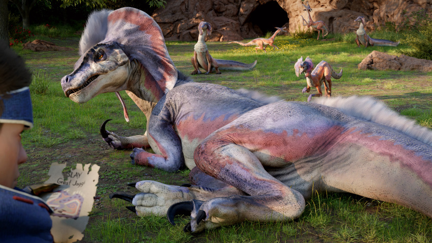 16:9 2022 3d_(artwork) 4k absurd_res bedroom_eyes bird_wyvern butt capcom cave claws clothed clothing detailed_background digital_media_(artwork) dinosaur english_text eye_contact female feral frill_(anatomy) fur gesture grass group hair hi_res holding_object holding_paper human ivorylagiacrus jaggi jumping larger_feral larger_male looking_at_another looking_at_viewer lying male mammal membrane_(anatomy) membranous_frill monster_hunter multicolored_body multicolored_scales narrowed_eyes on_side open_mouth orange_body orange_eyes orange_scales outside paper paws plant pointing pointing_at_self presenting presenting_hindquarters presenting_legs pupils purple_body purple_scales red_eyes reptile scales scalie seductive sharp_claws sharp_teeth sitting size_difference slit_pupils smaller_human smaller_male teeth text theropod thick_thighs video_games white_body white_hair white_scales widescreen