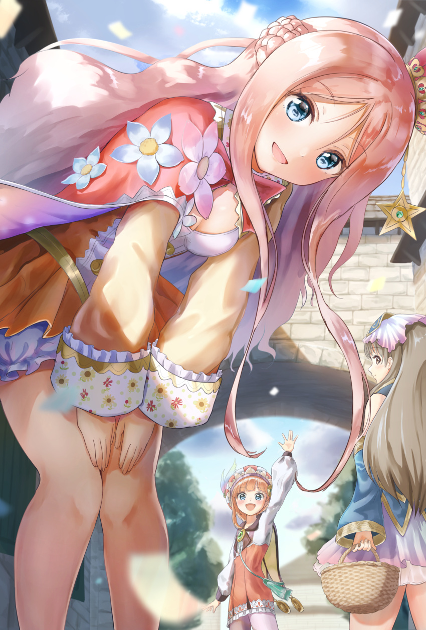 3girls atelier_(series) atelier_meruru atelier_rorona atelier_totori atyao-299 blue_eyes brown_hair highres long_hair merurulince_rede_arls multiple_girls rororina_fryxell tagme totooria_helmold