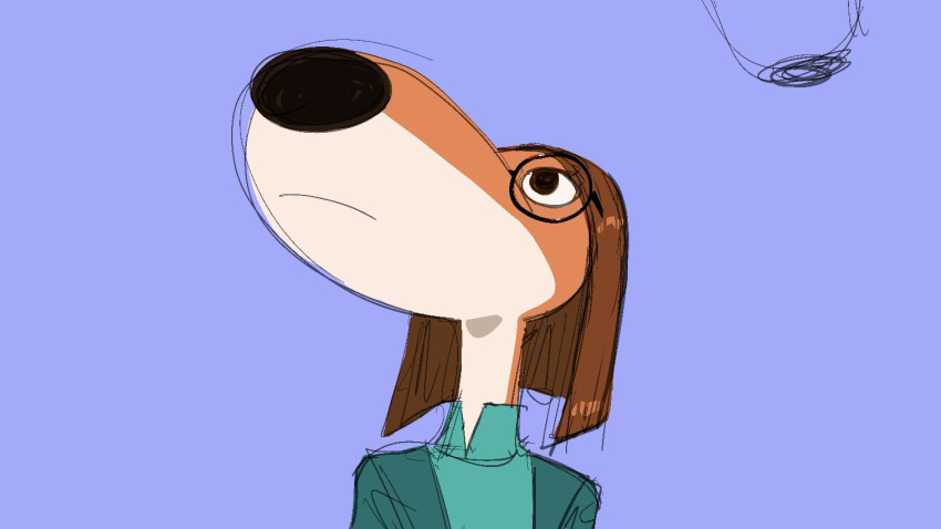 2022 20daysapple anthro brown_hair canid canine canis domestic_dog eyewear female glasses hair humor hunting_dog long_nose mammal saluki sighthound solo suki_lane