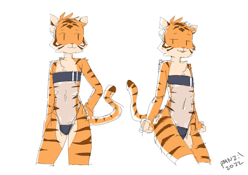 absurd_res aiden_(panzery25) anthro clothing felid gris_swimsuit hi_res male mammal meme meme_clothing one-piece_swimsuit pantherine panzery25 solo swim_(disambiguation) swimwear tiger translucent translucent_clothing translucent_swimwear