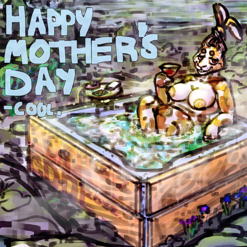 alcohol anthro beverage breasts cool. female hi_res holidays hot_tub iceland koy lagomorph leporid mammal mother's_day rabbit sea solo solo_focus water wine