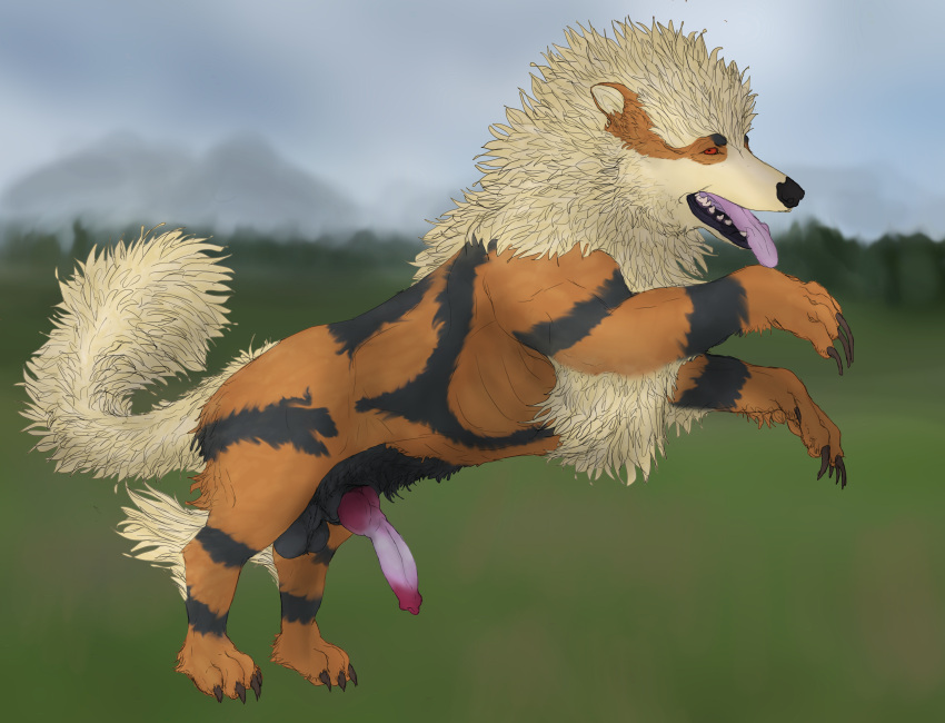 absurd_res anatomically_correct anatomically_correct_genitalia animal_genitalia animal_penis arcanine canid canine canine_penis canis claws domestic_dog feral fur genitals hi_res interspecies knot male mammal muscular muscular_feral muscular_male nintendo open_mouth penis pok&eacute;mon pok&eacute;mon_(species) pok&eacute;philia presenting presenting_penis solo solo_focus svevato tongue tongue_out video_games