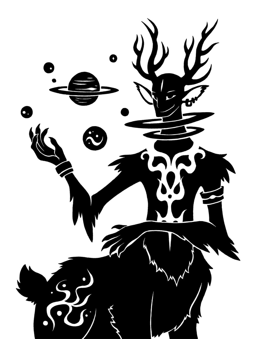 2015 2_horns 5_claws 5_fingers alternate_form antlers arm_tuft armlet black_and_white bracelet claws deer deer_taur deity digital_drawing_(artwork) digital_media_(artwork) ear_piercing ear_ring elbow_tuft finger_claws fingers fur fur_tuft hi_res horn jewelry male mammal mammal_taur monochrome neck_ring piercing planet planet_rings portrait quadruped ring_piercing saturn_(planet) scp-2845 scp_foundation scut_tail short_tail shoulder_tuft silhouette simple_background solo standing sunnyclockwork tail taur taurification three-quarter_portrait tuft white_background