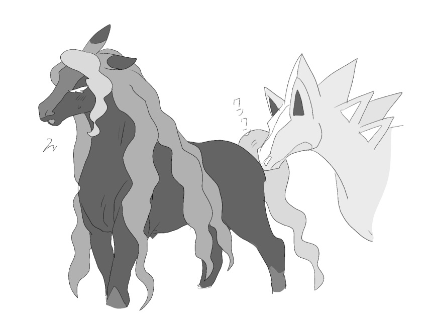 blush butt_sniffing duo feral feral_on_feral generation_8_pokemon glastrier hi_res legendary_pokemon nintendo pokemon pokemon_(species) sniffing spectrier sugata1616