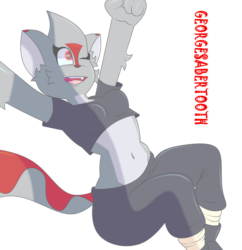 andromorph anthro belly breasts butt clothing domestic_cat ejaculation felid feline felis female georgesabertooth hands-free hi_res hip_grab hip_tuft intersex mammal navel pelvis pinup pose pubes selvia sexy_eyes smile solo tail tuft wide_hips