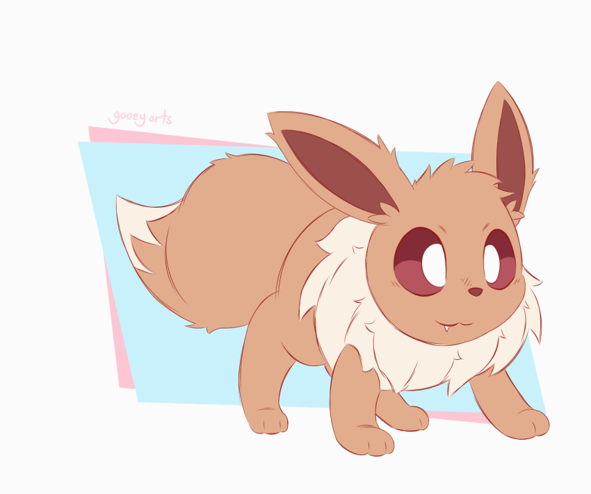 ambiguous_gender animated barking brown_body brown_eyes brown_fur eevee fangs feral fur generation_1_pokemon gooeyarts hi_res jumping loop mane nintendo paws pokemon pokemon_(species) simple_background solo tail teeth