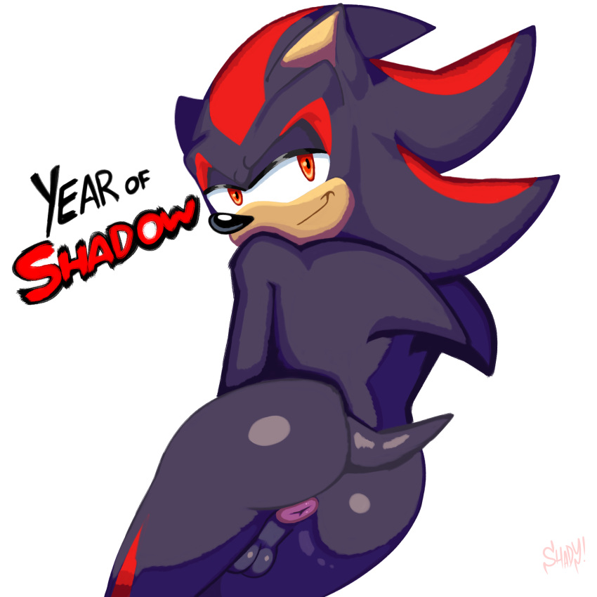 anthro anus balls butt eulipotyphlan genitals hedgehog hi_res male mammal presenting presenting_hindquarters sega shadow_the_hedgehog shadydaone solo solo_focus sonic_the_hedgehog_(series) spread_anus spreading