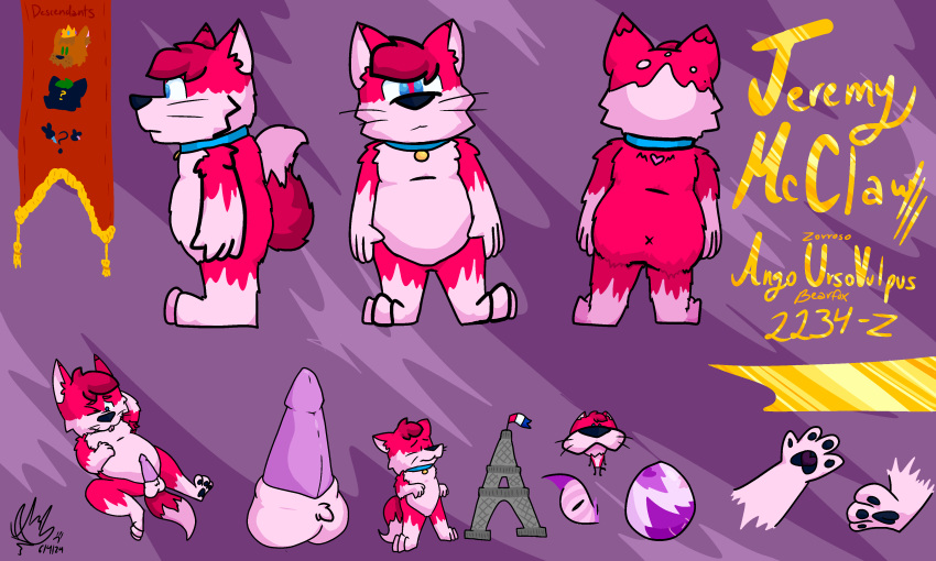 absurd_res anthro bearfox collar collar_only hi_res jeremy_mcclaw jeremy_mccloud male male/male model_sheet nude solo