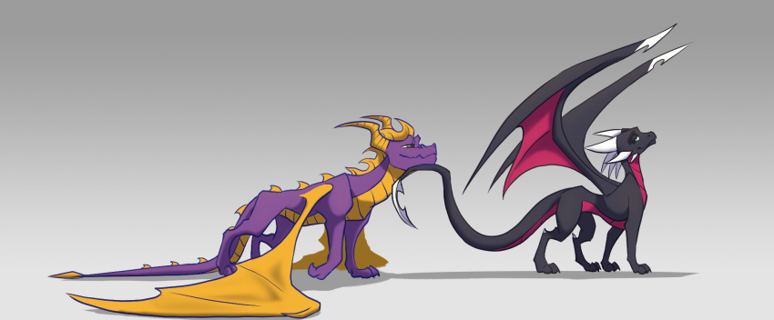 2020 2_horns 4_legs activision cynder dated digital_media_(artwork) dragon duo female feral flirting hi_res horn male multi_horn mythological_creature mythological_scalie mythology scalie simple_background spyro spyro_the_dragon tail the_legend_of_spyro wings xannador