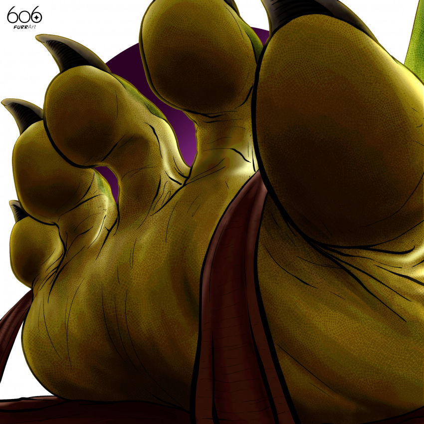 5_toes 6o6furrart ambiguous_gender anthro claws close-up clothing dilophosaurid dilophosaurus dinosaur feet foot_fetish foot_focus footprint_in_shoe footwear hi_res humanoid_feet plantigrade reptile sandals scales scalie simple_background soles solo theropod toe_claws toes