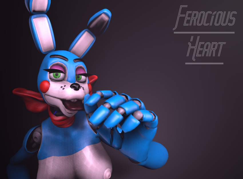 3d_(artwork) animatronic anthro blowjob_face blue_body breasts digital_media_(artwork) female ferocious_heart five_nights_at_freddy's five_nights_at_freddy's_2 green_eyes humanoid lagomorph leporid looking_at_viewer machine mammal nipples nude open_mouth rabbit robot robot_humanoid scottgames simple_background solo solo_focus teeth tongue tongue_out toy_bonnie_(fnaf)