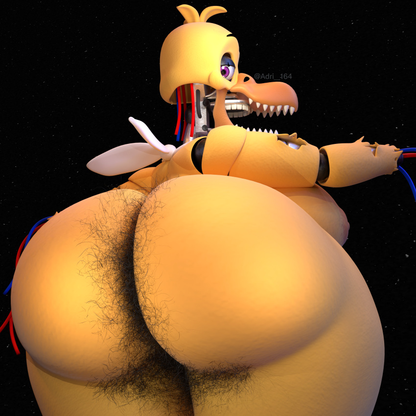 3d_(artwork) absurd_res adri164 animatronic areola avian big_breasts big_butt bird body_hair breasts butt butt_hair chicken digital_media_(artwork) female five_nights_at_freddy's five_nights_at_freddy's_2 galliform gallus_(genus) hairy hi_res huge_butt looking_at_viewer machine nipples phasianid pubes purple_eyes robot scottgames sharp_teeth smile solo teeth thick_thighs withered_chica_(fnaf)