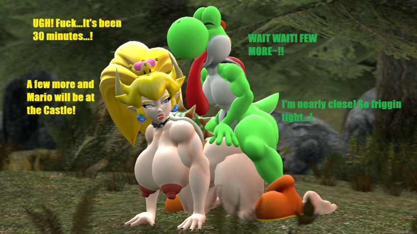 3d_(artwork) all_fours anal animal_humanoid anthro astro_catmew big_breasts black_nail_polish blonde_hair boots boots_only bowser bowsette_meme breasts clothing collar collar_only crown dialogue digital_media_(artwork) doggystyle duo erect_nipples feet female footwear footwear_only from_behind_position hair hi_res horn horned_humanoid huge_breasts humanoid looking_pleasured male male/female mario_bros meme mostly_nude muscular muscular_female nintendo nipples nude outside outside_sex pale_skin red_nipples scalie scalie_humanoid sex shell source_filmmaker super_crown thick_thighs tongue tongue_out video_games widescreen yoshi yoshi_(character)