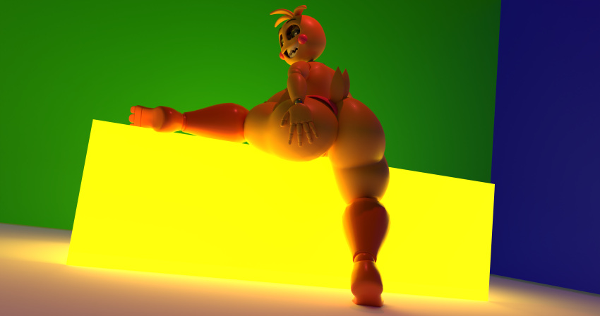 abstract_background absurd_res animal_humanoid anthro artist_(notnotknots) avian avian_humanoid big_butt butt female five_nights_at_freddy's five_nights_at_freddy's_2 genitals hand_on_butt hi_res huge_butt huge_filesize humanoid looking_at_viewer lovetaste_chica pussy scottgames smile solo thick_thighs toy_chica_(fnaf) video_games