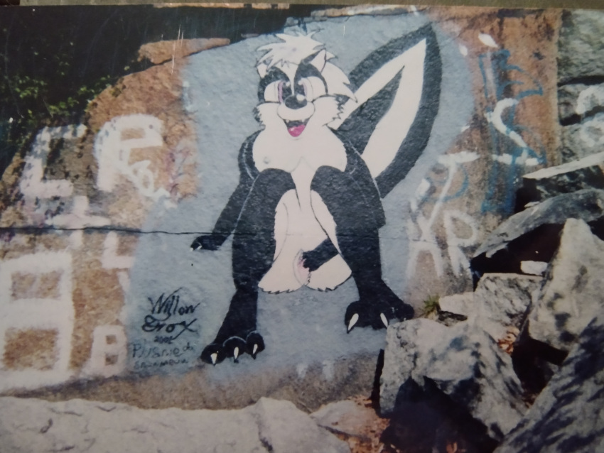 absurd_res anthro female graffiti hi_res mammal mephitid skunk solo willowfox
